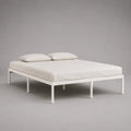 Struttura letto matrimoniale in acciaio bianco senza testiera, superficie 160 × 200 cm, dimensioni 204 × 164 × 35 cm