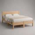Letto matrimoniale rettangolare in legno massello di pino naturale con rete a doghe, 168 x 208 x 100 cm, per materasso 160 x 200 cm