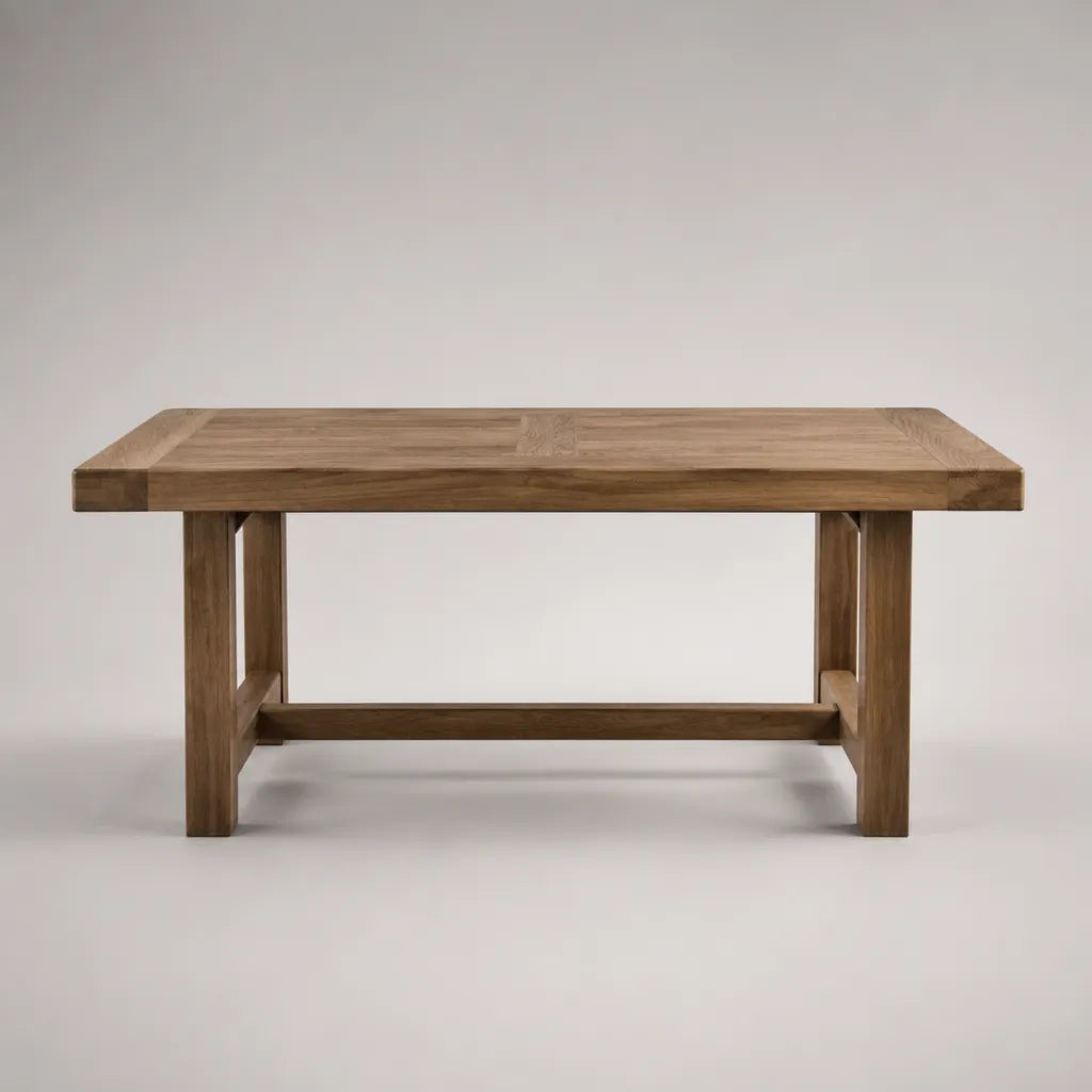 Tavolo da pranzo rettangolare in legno massello di acacia marrone, 180 x 90 x 76 cm