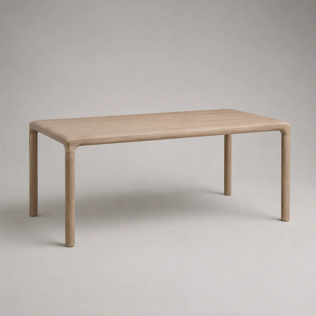 Tavolo da pranzo rettangolare fisso in legno massello di frassino naturale, 160 × 80 × 75 cm