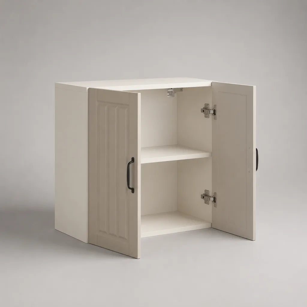 Pensile da cucina rettangolare in legno a 2 ante con ripiano, bianco e nero, 60 x 35 x 70 cm