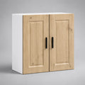 Pensile da cucina a 2 ante in MDF e truciolare, rovere naturale e bianco, 80 x 32 x 80 cm