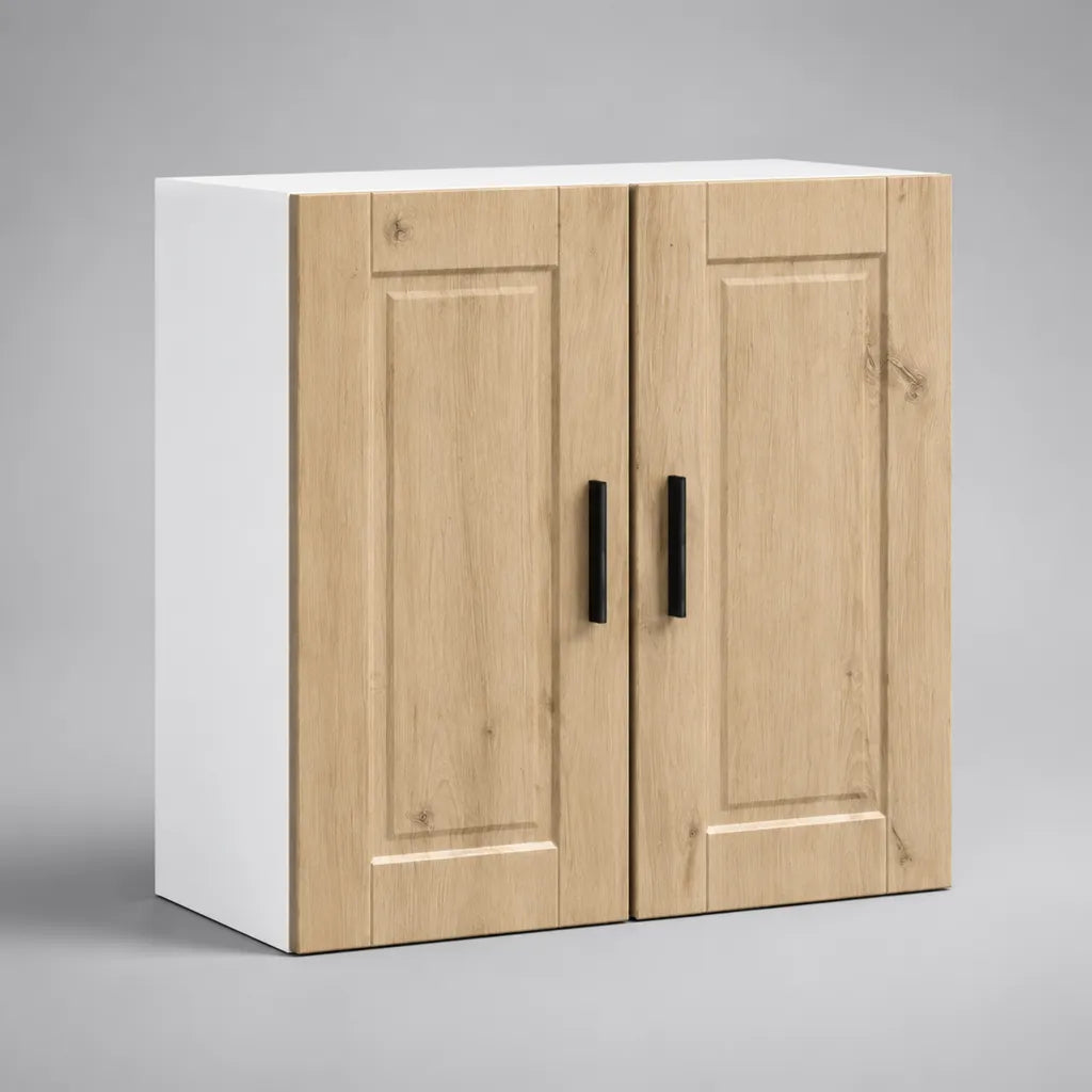 Pensile da cucina a 2 ante in MDF e truciolare, rovere naturale e bianco, 80 x 32 x 80 cm