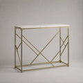 Consolle rettangolare in MDF effetto marmo e acciaio oro, 120 × 35 × 80 cm
