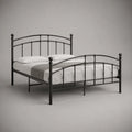 Letto matrimoniale in acciaio nero con testiera e pediera ad arco, per materasso 160 × 200 cm