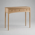 Consolle rettangolare in legno con 3 cassetti, rovere naturale e oro, 100 × 35 × 80 cm